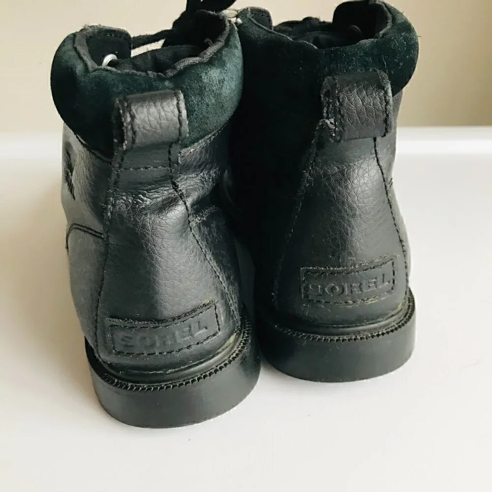 Sorel Madson Black Leather Waterproof Moc Toe Boot Size 5 EUR 37